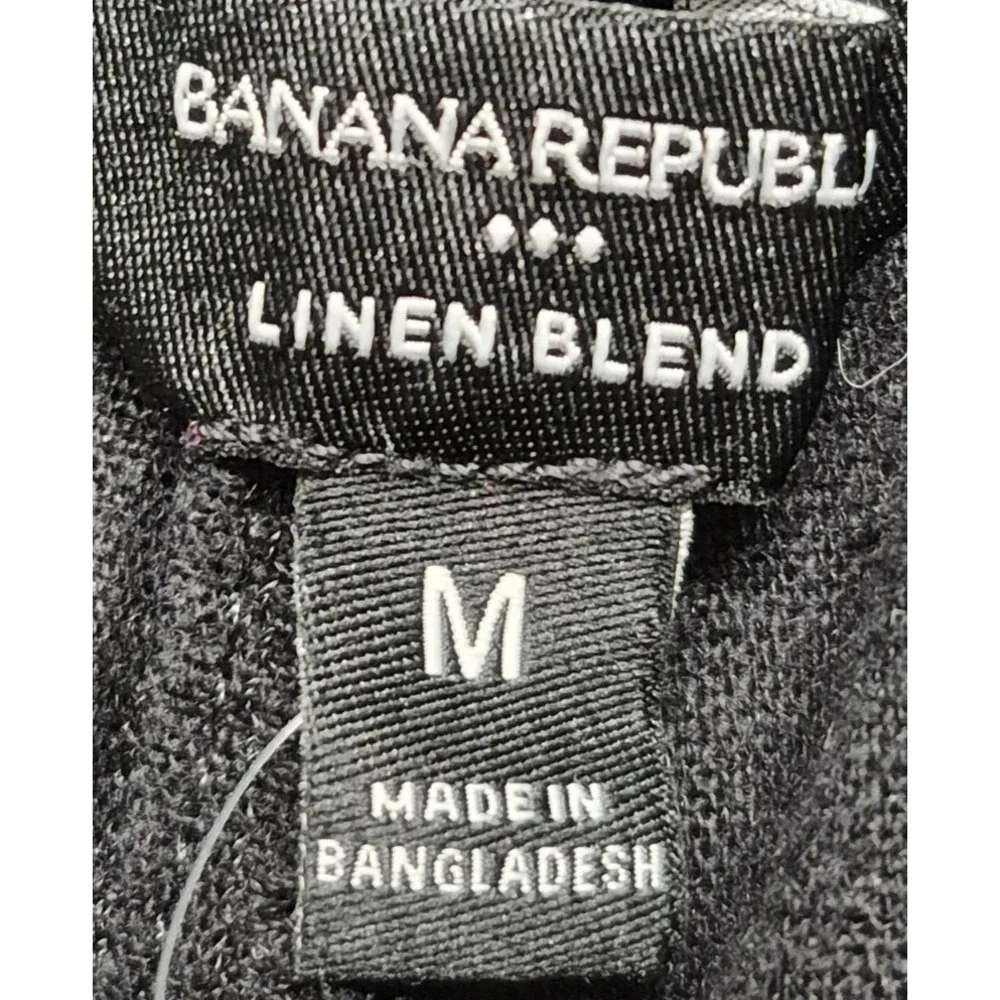 NWT Banana Republic women's black linen blend cropped wide leg pants M boho